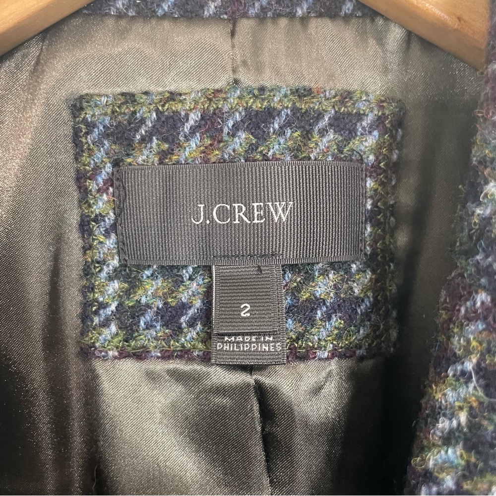 J.Crew Regent 100% Wool Blazer Jacket Houndstooth Olive Amber Women Sz 2 - Picture 6 of 11